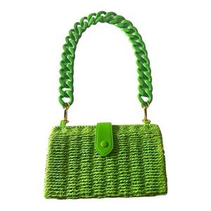 NWOT-A NEW DAY-PERFECT SUMMER BAG-GREEN WICKER CROSSBODY